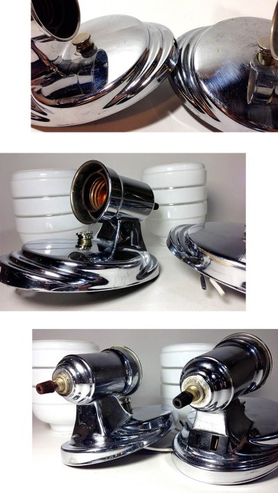 画像3: 1930-40's "2-way" Chrome Bathroom Lamp【Pair】