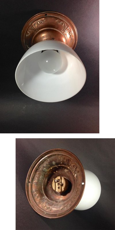 画像2:  1910-30's "Milk Glass" Ceiling Spot Light 