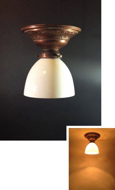 画像1:  1910-30's "Milk Glass" Ceiling Spot Light 