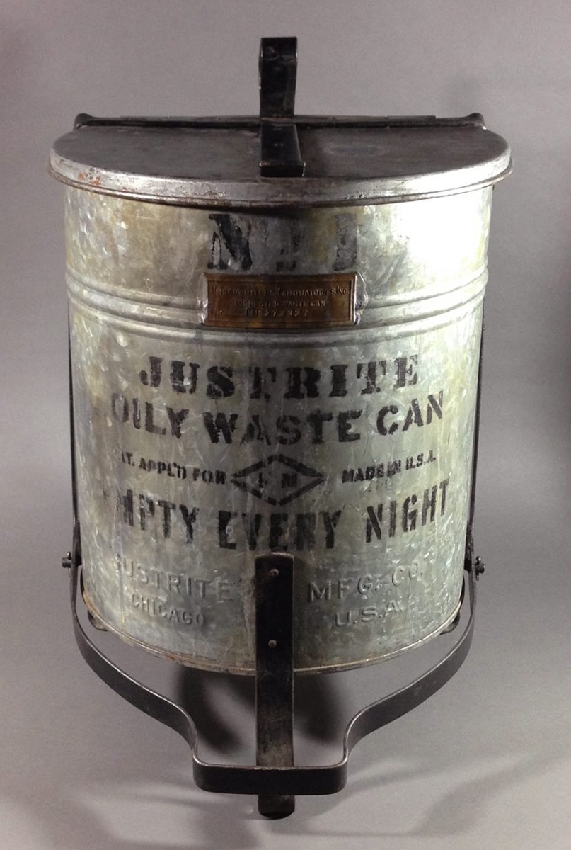 画像1: 1930-40's "JUSTRITE" Oily Waste Can (1)