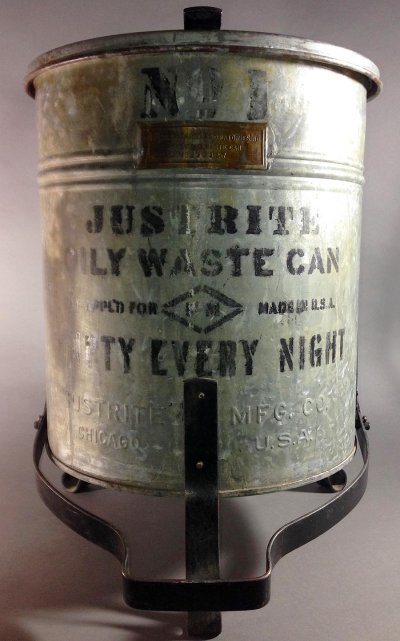 画像1: 1930-40's "JUSTRITE" Oily Waste Can