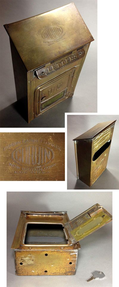 画像2: 1920-30's "CORBIN LOCK CO." Brass Wall Mount Mail Box