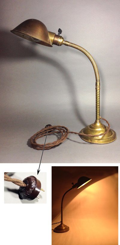 画像1: 1920-30's "Flexible" Brass Desk Lamp