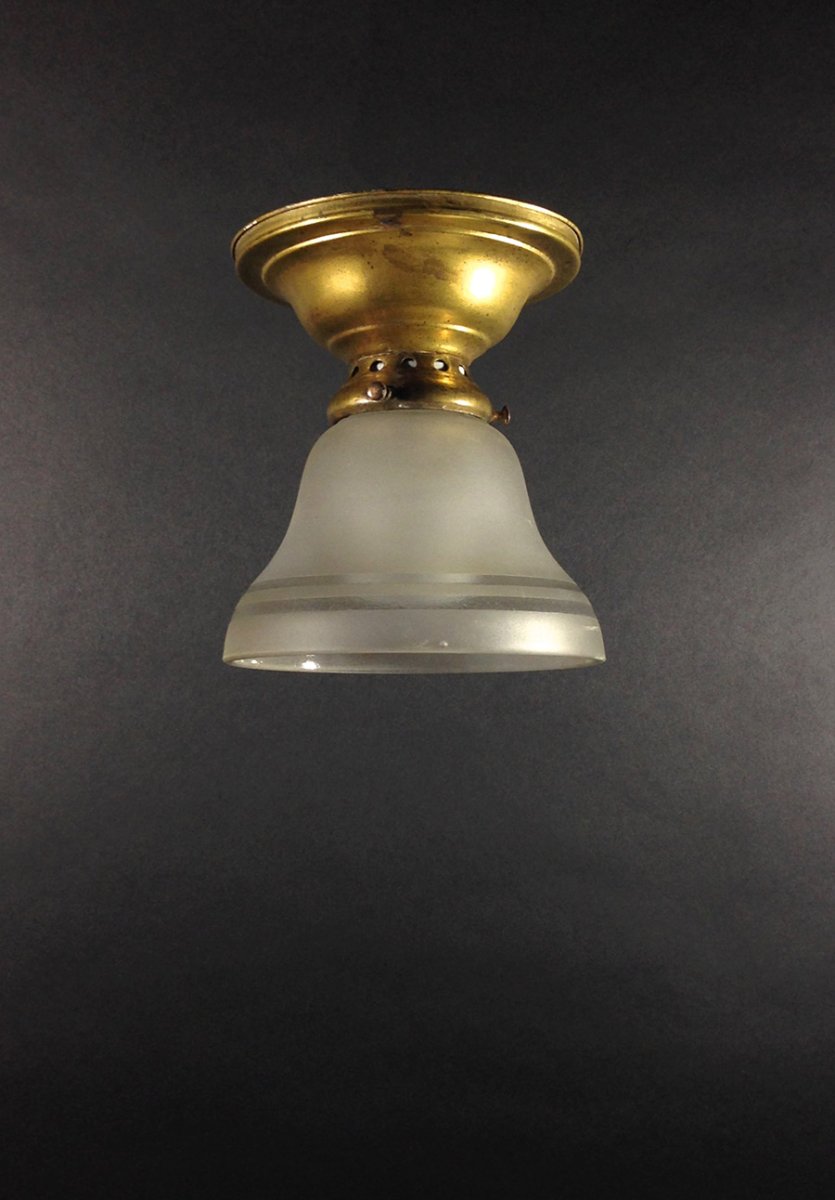 画像1:  1920-30's "Frosted Glass" Ceiling Spot Light  (1)