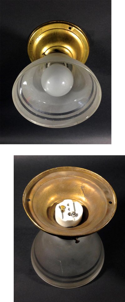 画像2:  1920-30's "Frosted Glass" Ceiling Spot Light 