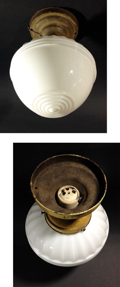 画像2:  1920-30's "Milk Glass" School House Ceiling Light 