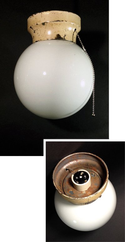 画像1:  1930-50's "Milk Glass" Ceiling Light 