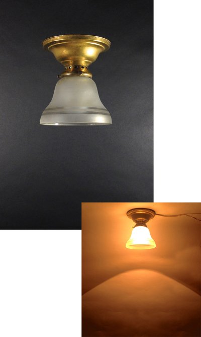 画像1:  1920-30's "Frosted Glass" Ceiling Spot Light 