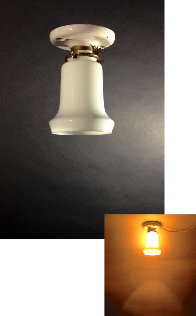 画像1:  1920-40's "Milk Glass" Ceiling Spot Light 