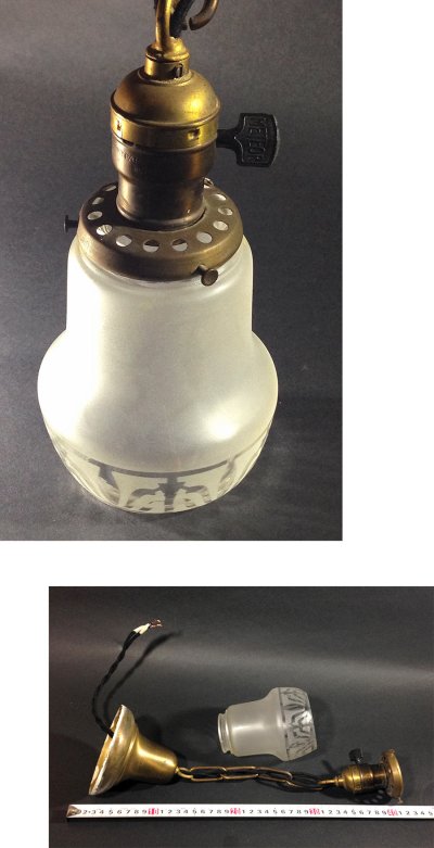 画像3: 1920-30's "Etched Shade" Chain Pendant Lamp