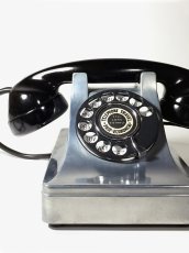 画像1: 1930-40's "Western Electric" Art-Deco Telephone　【BLACK × SILVER】 (1)