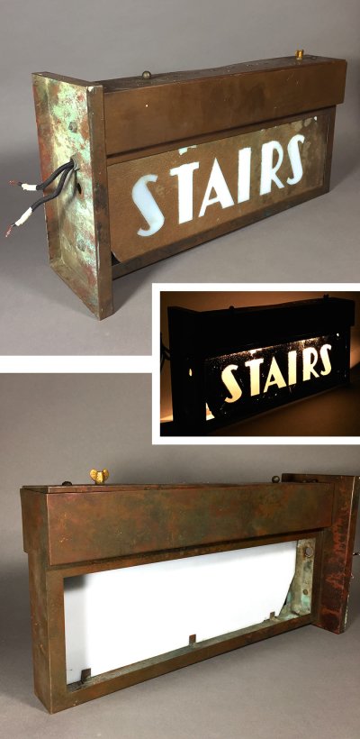 画像1: 1930's Art Deco "STAIRS" Light Sign