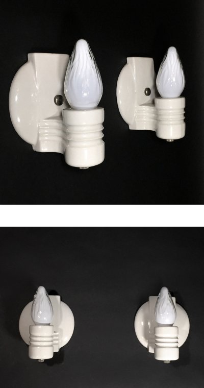 画像1: 1930-40's "Candle" Porcelain Bathroom Lamp【PAIR】