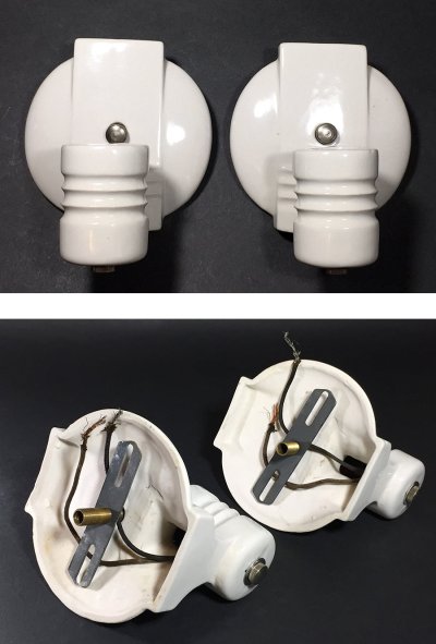 画像3: 1930-40's "Candle" Porcelain Bathroom Lamp【PAIR】