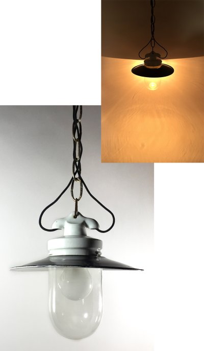 画像1: 1930's German Deco Pendant Light【Black】