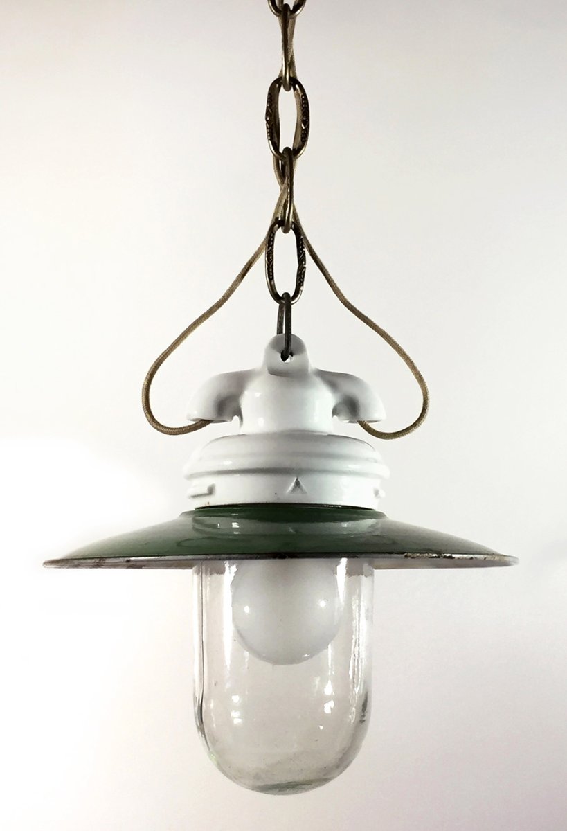 画像1: 1930's German Deco Pendant Light【Green】 (1)
