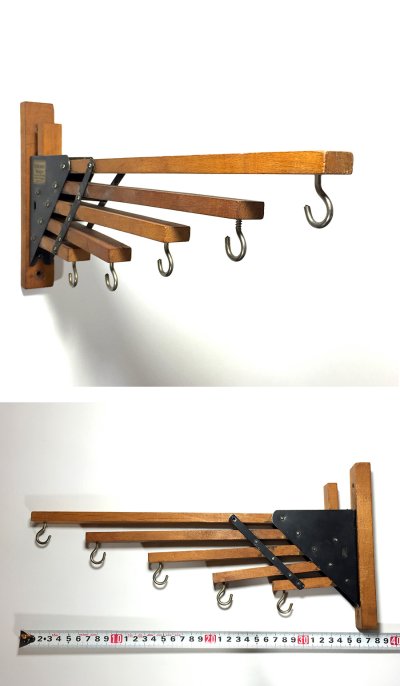 画像2: 1920-30's "Holds more Hanger" Wood＆STEEL Folding Hanger