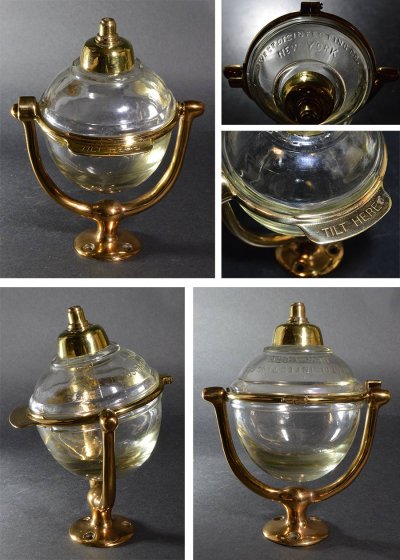 画像1: 1900-10's "N.Y." Glass Liquid Soap Dispenser 【GOLD】