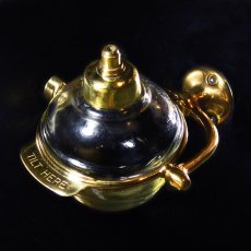 画像1: 1900-10's "N.Y." Glass Liquid Soap Dispenser 【GOLD】 (1)