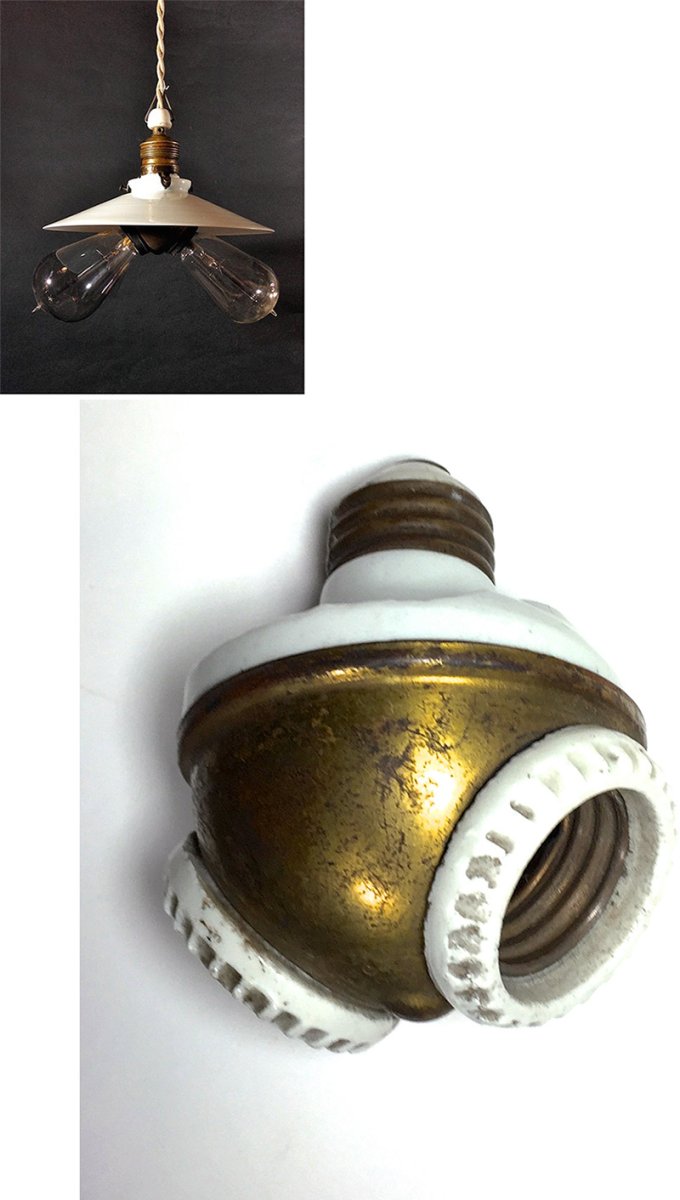 画像1: 1900-10’s "Benjamin" Double Socket Cluster (1)