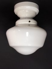 画像1:  1920's【Milk Glass＆Prcelain】School House Ceiling Light  (1)