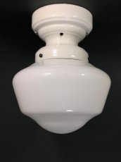 画像2:  1920's【Milk Glass＆Prcelain】School House Ceiling Light  (2)