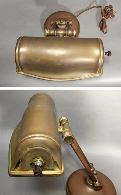 画像2: 1930's Art Deco "Banker" Brass Desk Lamp 