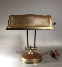 画像1: 1930's Art Deco "Banker" Brass Desk Lamp  (1)