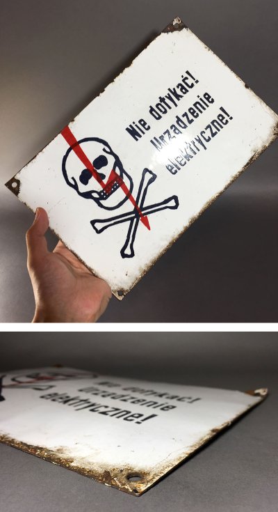 画像2: 1950-60's Enameled "SkuLL & Crossbone" Sign【大きめ】