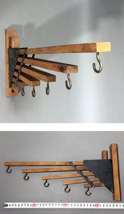 画像2: 1920-30's "Holds more Hanger" Wood＆STEEL Folding Hanger