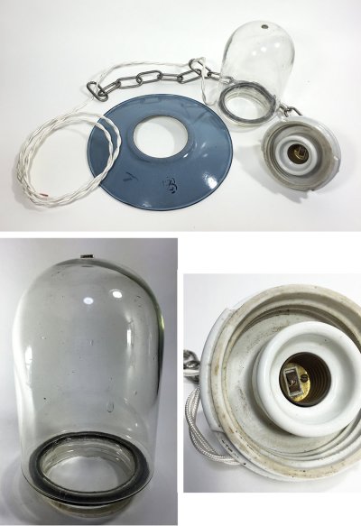 画像3: 1930's German Deco "B-Z" Pendant Light【Smoky Blue】