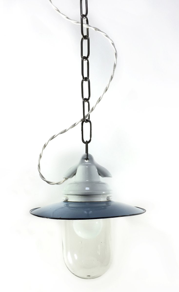 画像3: 1930's German Deco "B-Z" Pendant Light【Smoky Blue】 (3)