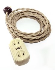 画像1: 1940's【4m】Extension Cord + Bakelite 3-Outlet【＊残り3台＊】 (1)