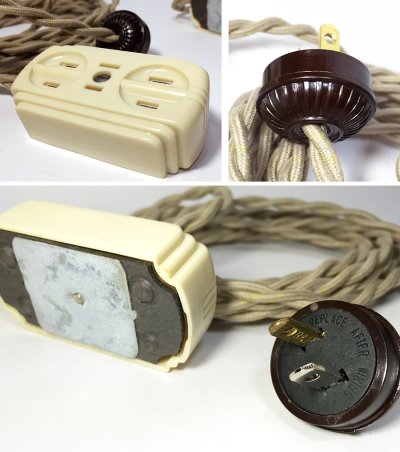 画像2: 1940's【4m】Extension Cord + Bakelite 3-Outlet【＊残り3台＊】