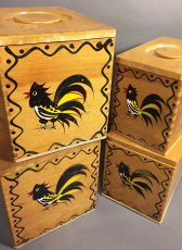 画像1: 1950's "made in Japan" Woodpecker Woodware canister set (1)