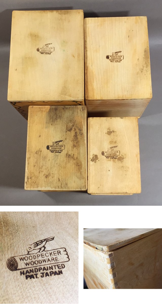 画像7: 1950's "made in Japan" Woodpecker Woodware canister set (7)