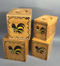 画像2: 1950's "made in Japan" Woodpecker Woodware canister set (2)