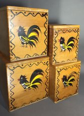 画像3: 1950's "made in Japan" Woodpecker Woodware canister set (3)