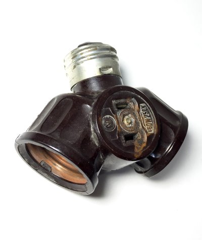 画像1: 1930-40’s Bakelite Double Socket Splitter