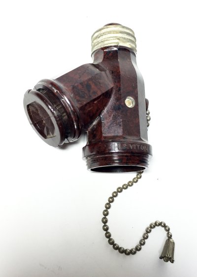 画像1: 1930’s Bakelite Double Socket Splitter + Plug Adapter 