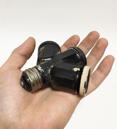 画像3: 1920-30’s Bakelite Triple Socket Splitter + 2-Plug Adapter 