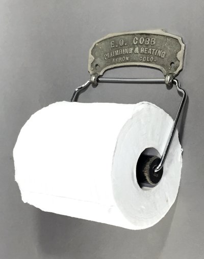画像1: 1900-20's "ADVERTISING" Cast Brass Toilet Paper Holder