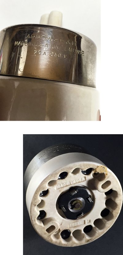 画像2: "特大" 1910-20's【ARROW - H&H】Porcelain Rotary Switch 