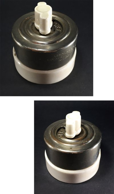 画像1: "特大" 1910-20's【ARROW - H&H】Porcelain Rotary Switch 
