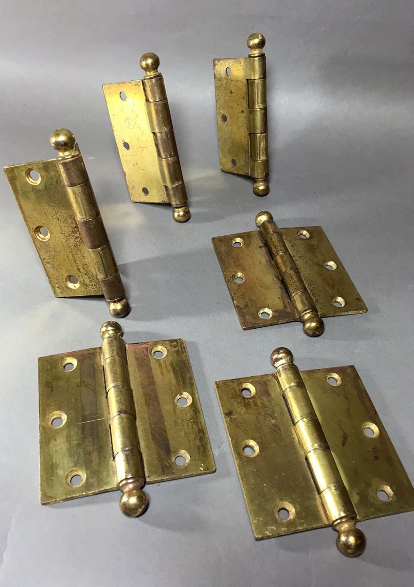 画像1: 1930's 特大 "Ball Tip" Door Hinges【6-set】 (1)