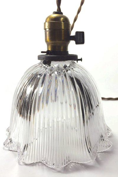 画像3: Early 1900's "HOLOPHANE" Ribbed Glass Pendant Lamp