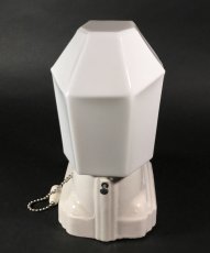 画像5: 1930-40's Art Deco "Porcelain＆Milk Glass" Bathroom Lamp (5)