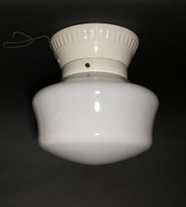 画像1:  1920-30's【Milk Glass＆Prcelain】School House Ceiling Light  (1)