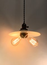 画像1: 1900-10's "Milk Glass Shade" × "Socket Cluster " Pendant Lamp  (1)