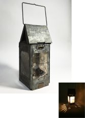 画像1: 1910-20's "Galvanized Steel" Folding Candle Lantern (1)